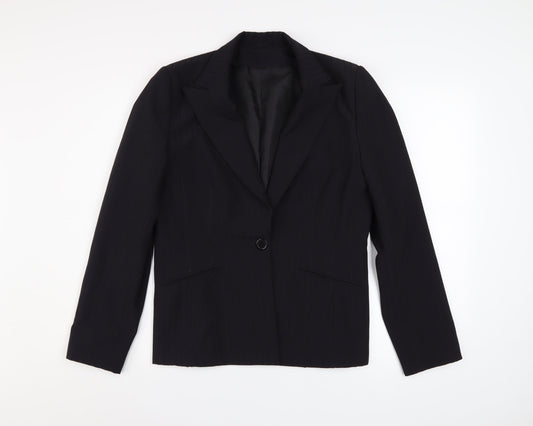 Dorothy Perkins Women's Black Pinstripe Single-Breasted Blazer Size 14