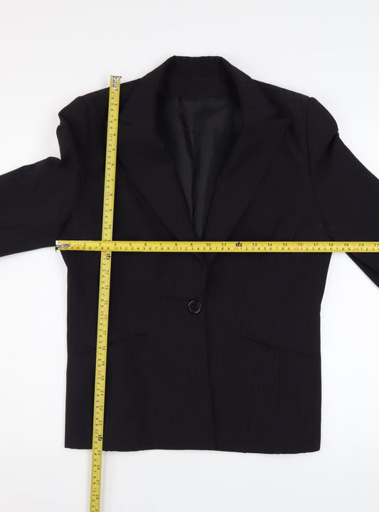 Dorothy Perkins Women's Black Pinstripe Single-Breasted Blazer Size 14