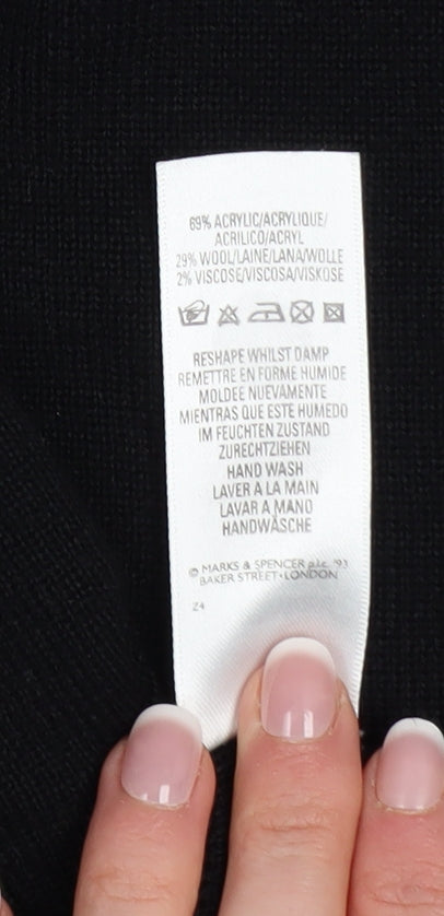 Marks and Spencer Women’s Black Crew Neck Embroidered Jumper Size 16