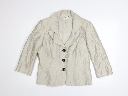 Precis Women Beige Linen Blend Classic Blazer Size 14
