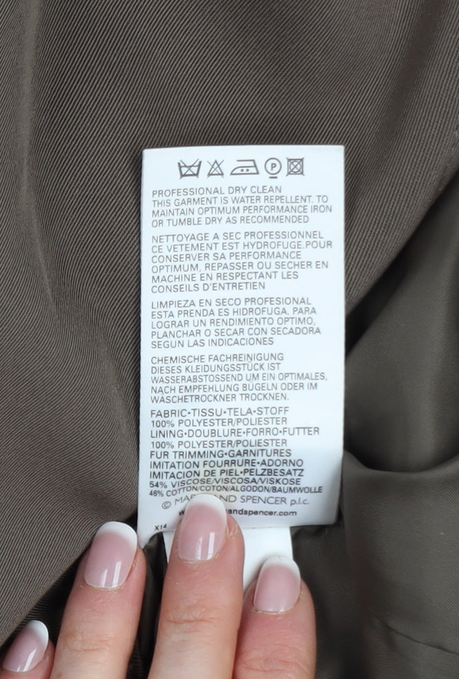 Womens UK Size 12 Marks and Spencer Brown Overcoat