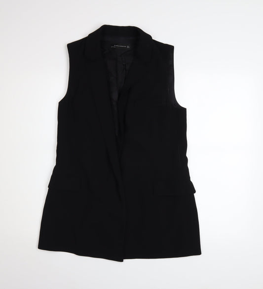 Zara Woman Black Sleeveless Waistcoat Size S Smart Lined Workwear