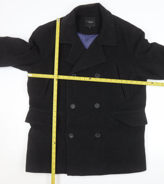 Thomas Nash Men's Black Wool Pea Coat L Classic Winter Jacket