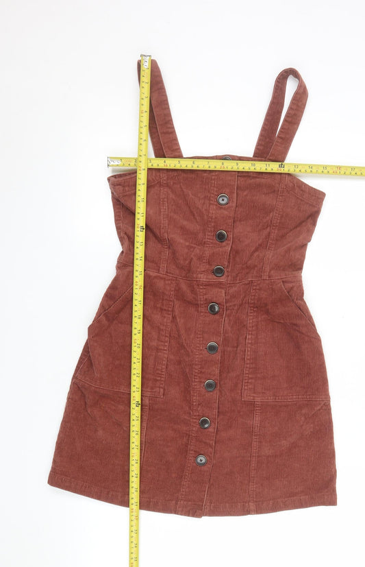 Denim Co. Women Brown Corduroy Pinafore Dress Size 10