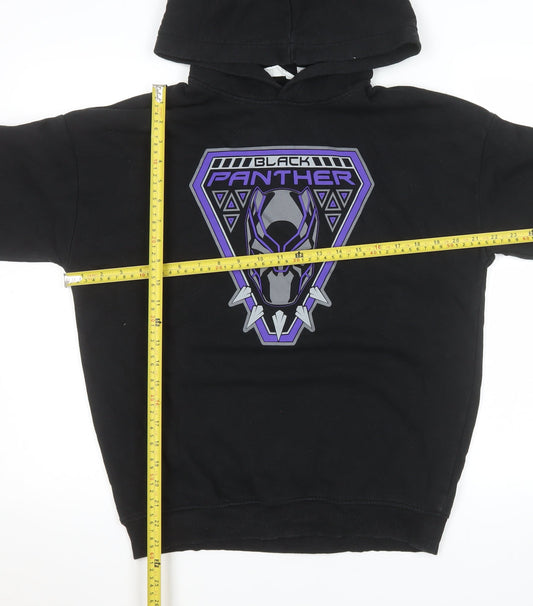 H&M Boys Black Panther Hoodie 14 Years Black Pullover Fleece Marvel