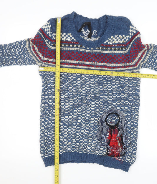 Womens UK Size 8 Desigual Blue Pullover Jumper