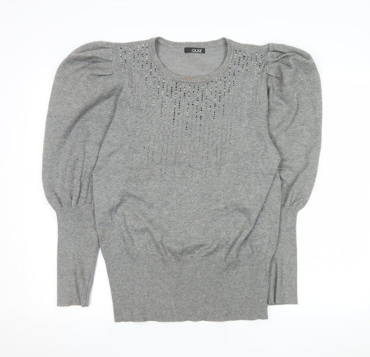 Womens UK Size L Quiz Grey Pullover Jumper