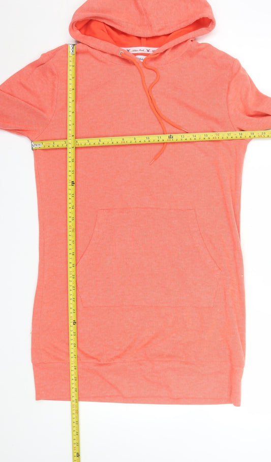White Mark Women’s Orange Hooded T-Shirt Dress Size S Casual