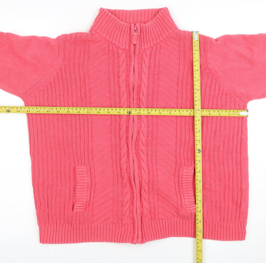 Womens UK Size L Isle Essentials Pink Full Zip Jumper