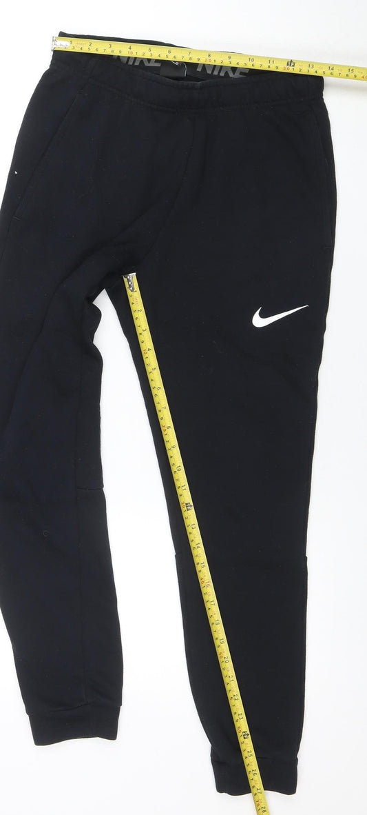 Nike Men's Black Dri-Fit Joggers Size S Regular Fit Breathable Tapered