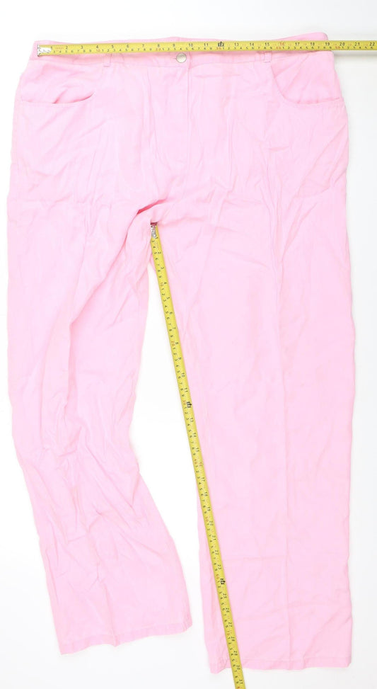 Womens UK Size 20 Ann Harvey Relaxed Fit CasualTravel Pink Trousers