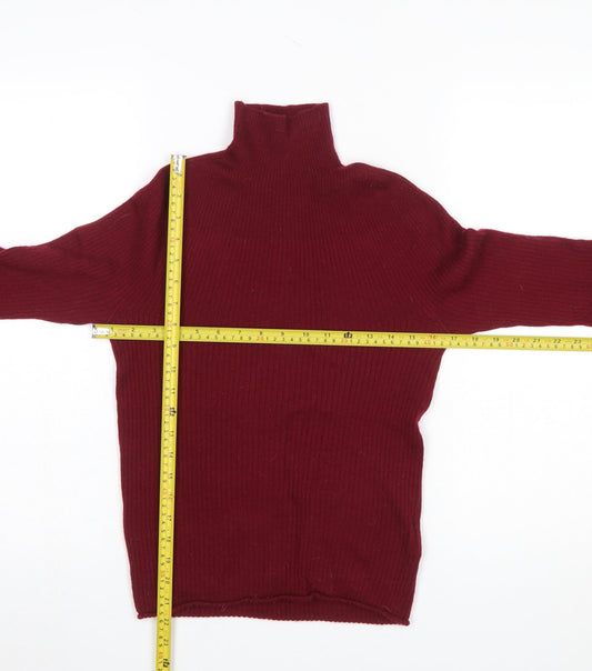Uniqlo Women Red Wool Roll Neck Long Sleeve Jumper XS