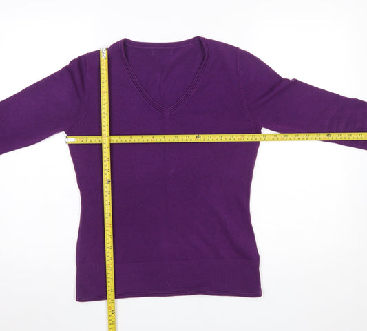 Marks and Spencer Women’s Purple V-Neck Acrylic Jumper Size 10