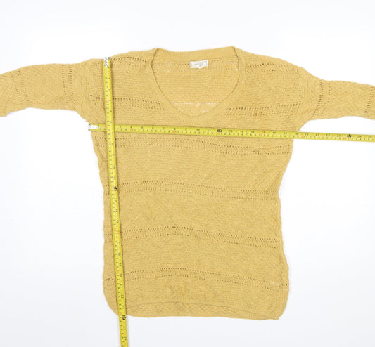 Womens UK Size 8 Fat Face Yellow Pullover Jumper