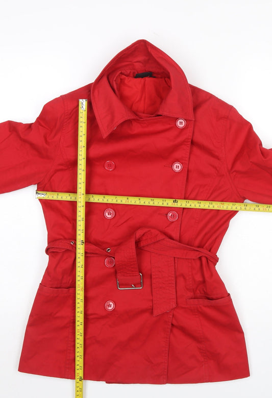 Womens UK Size 10 Logo Red Trench Coat