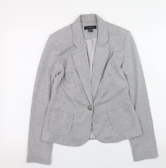 Additional front view of Atmosphere women’s grey blazer, size UK 10, regular fit single button