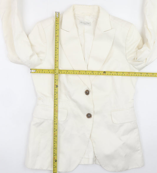 Massimo Dutti Women Ivory Cotton Linen Blazer Size 12