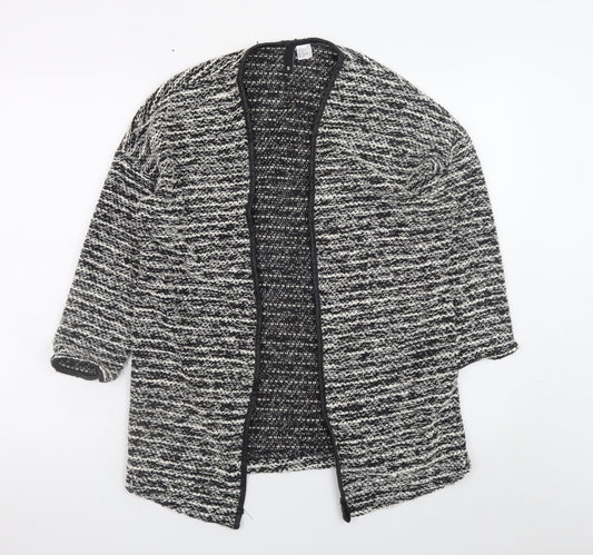 H&M Divided Women Black Knit Coatigan Size S Open Front