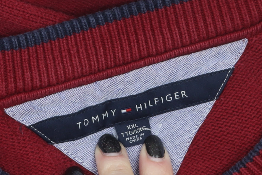 Mens UK Size 2XL Tommy Hilfiger Red Pullover Jumper