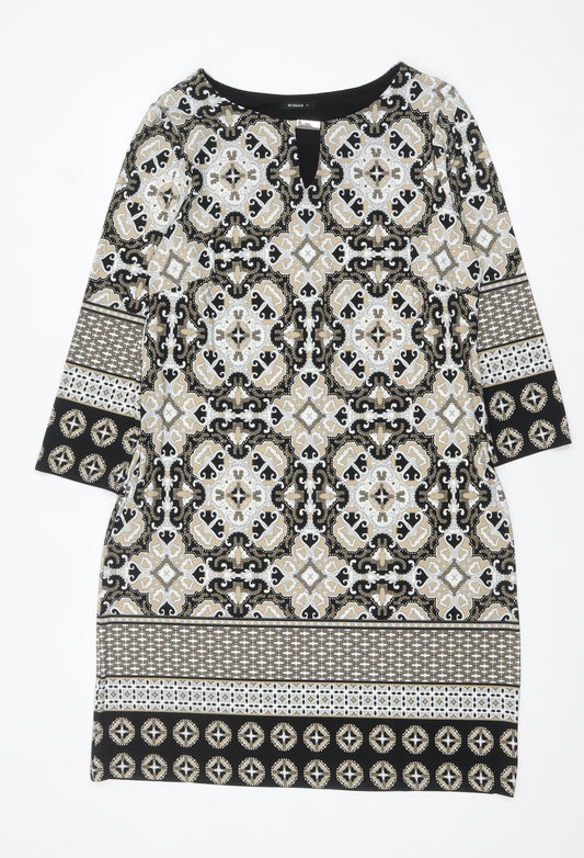 Additional front view of Roman women’s multicoloured geometric shift dress, size UK 14