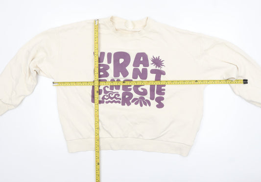 Womens UK Size XL Pull & Bear Beige Pullover Sweatshirt