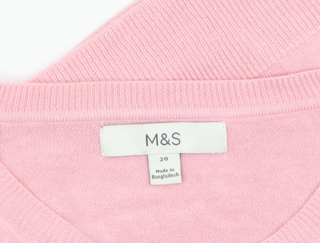 Womens UK Size 20 Marks and Spencer Pink Pullover Jumper