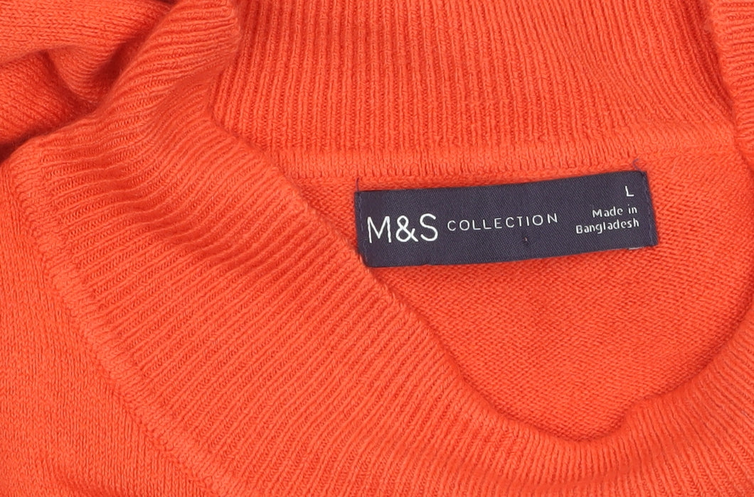 Womens UK Size L Marks and Spencer Orange Pullover Jumper