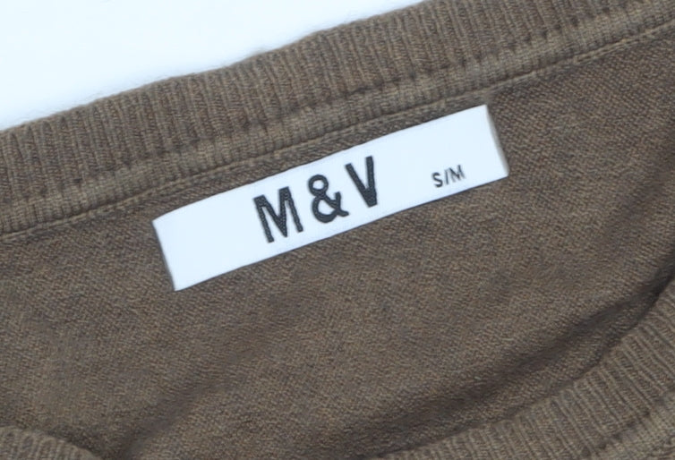 Womens UK Size S M&V Brown Tunic Jumper