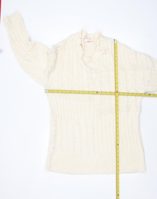 Julipa Women’s Ivory Cable Knit Long Sleeve Pullover Jumper Size 16/18