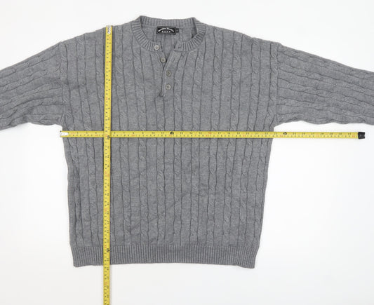 Mens UK Size L David & Me Him & Lilly Grey Henley Jumper