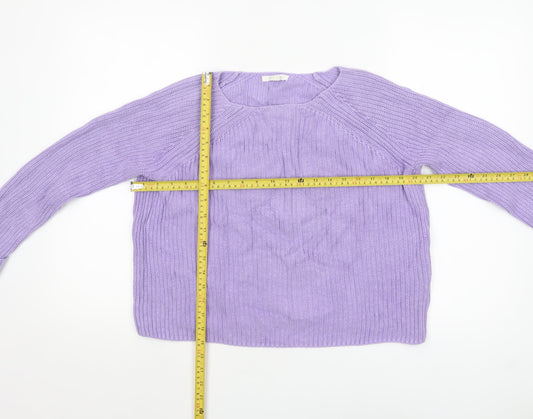 White Stuff Women’s Purple Cotton Chunky Knit Jumper UK 10