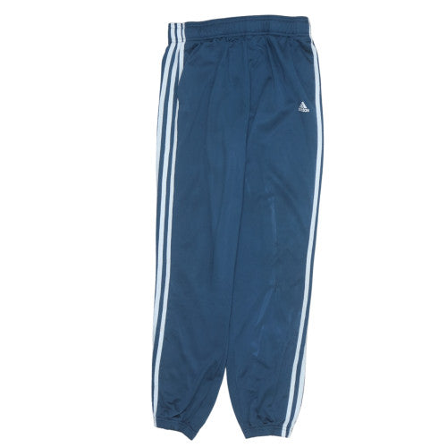 Additional front view of Adidas boys’ blue track pants 10-11 years regular fit elastic waist