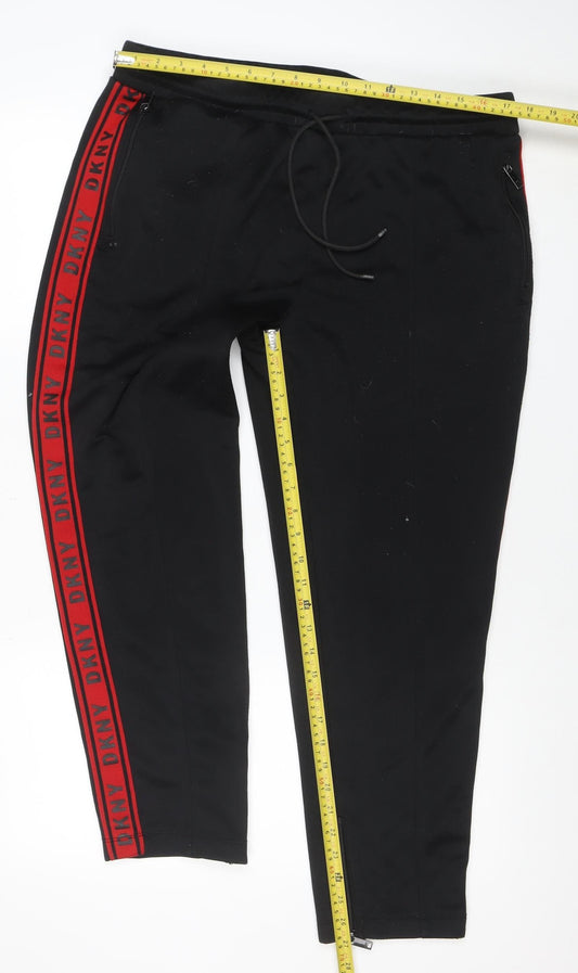 Mens UK Size L DKNY Regular Fit Track Pants Black Trousers