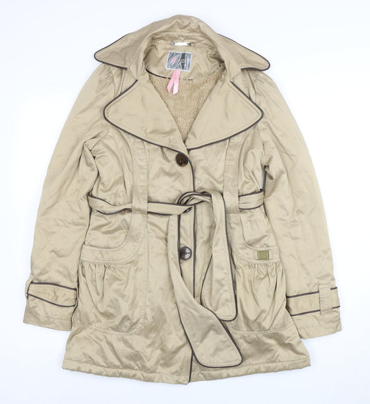 Womens UK Size 10 Lipsy Beige Trench Coat