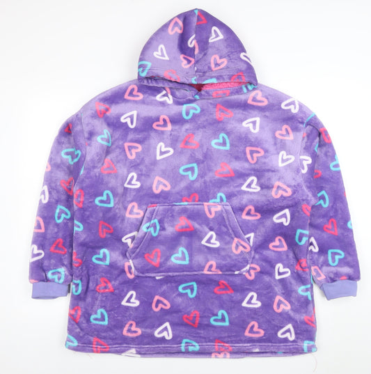 Snuggle Girls Purple Heart Print Hooded Fleece Jacket 11-13 Years Winter