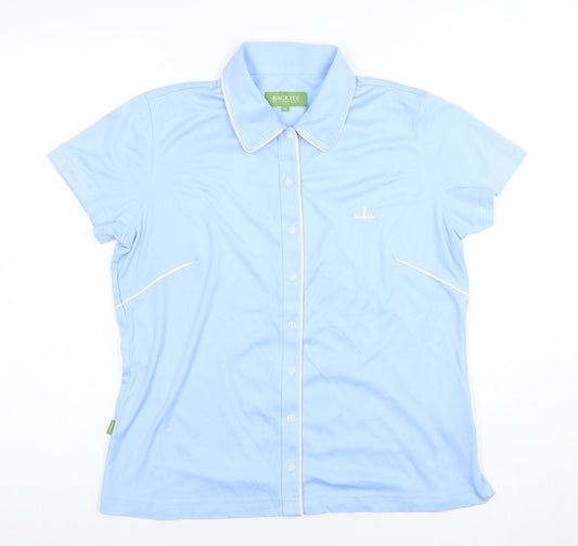 Womens UK Size M BACKTEE Blue Basic Polo