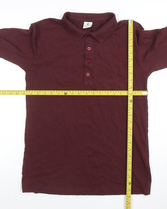 Father Sons Men’s Brown Long Sleeve Slim Fit Polo Shirt L