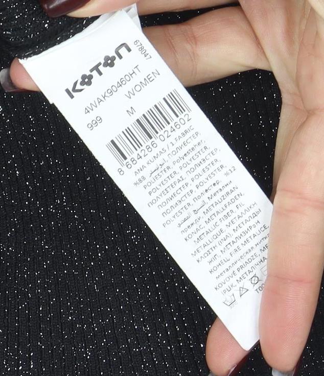 Womens UK Size M Koton Black Basic Button-Up