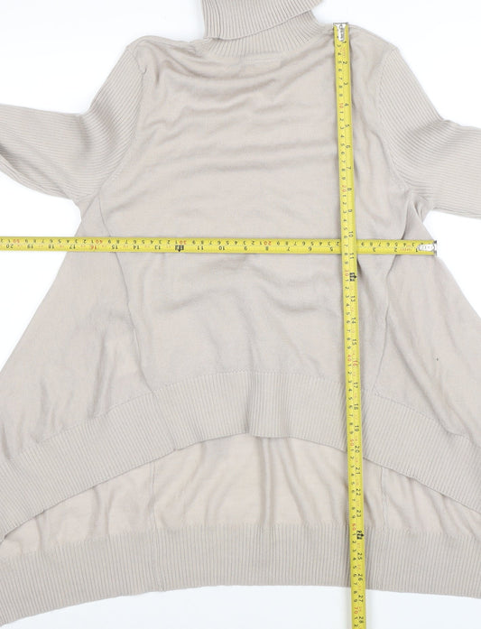 Karen Millen Women Beige Roll Neck Merino Wool Jumper Size 10