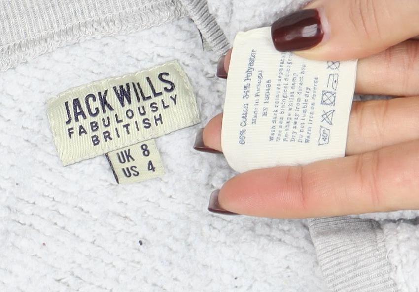 Womens UK Size 8 Jack Wills Grey Pullover Sweatshirt