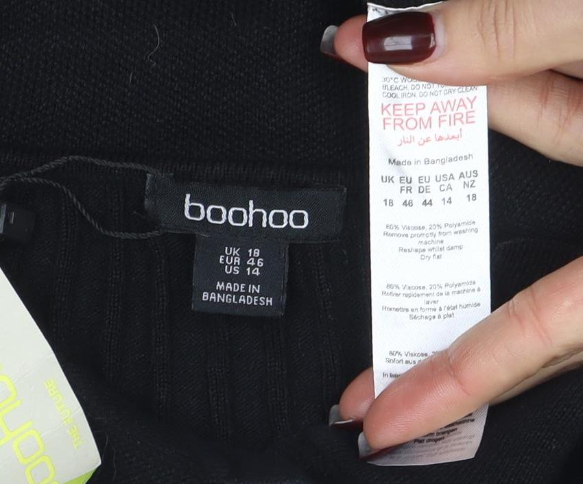 Womens UK Size 18 Boohoo Black Cardigan Jumper