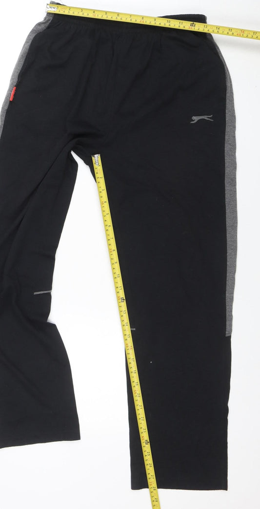 Mens UK Size M Slazenger Regular Fit Sweatpants Black Trousers