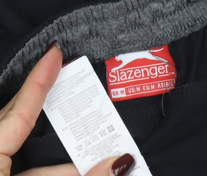 Mens UK Size M Slazenger Regular Fit Sweatpants Black Trousers