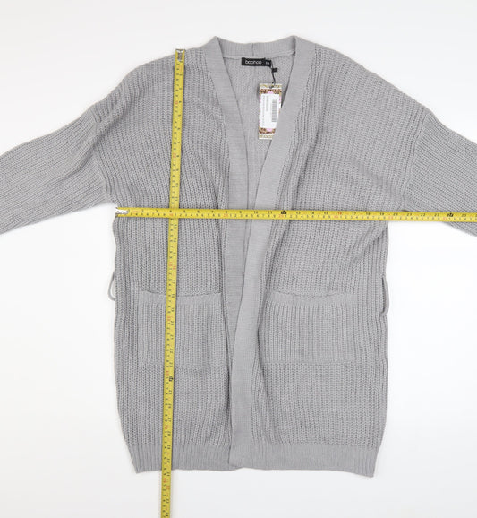 Womens UK Size S Boohoo Grey Cardigan Jumper