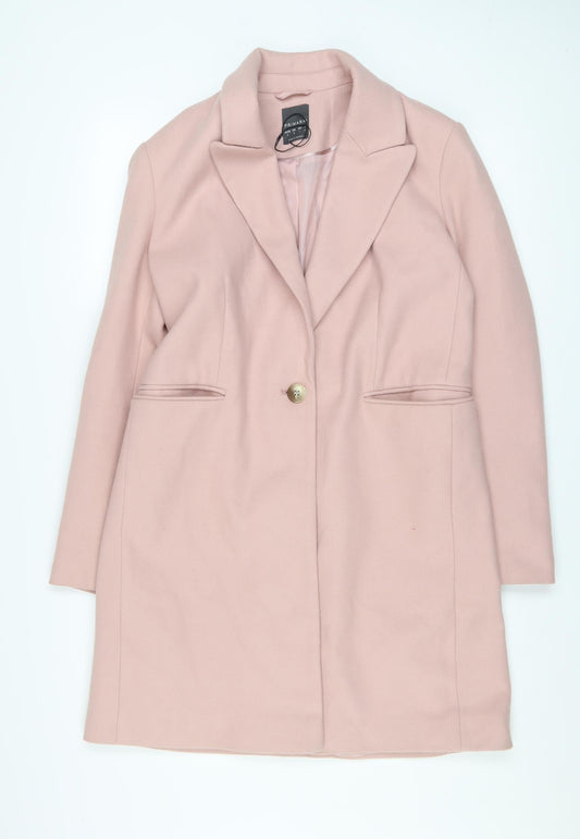 Primark Women’s Pink Long Overcoat Size 10 Single Breasted