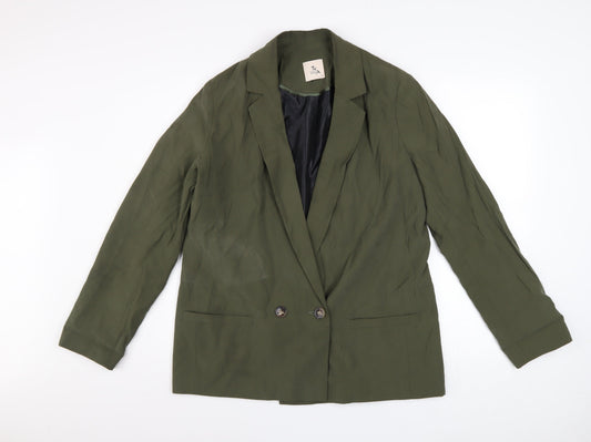 Additional front view of Tu Woman Green Blazer, size 14, Regular Fit Linen-Look Jacket