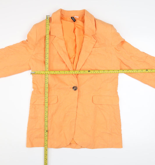H&M Divided Women's Orange Linen Blend Blazer 3XS