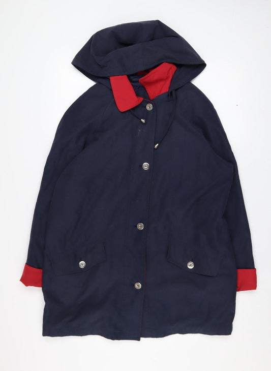 Additional front view of Mackays Blue Hooded Mid-Length Rain Coat, size S