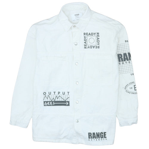 Mens UK Size S Bershka White Basic Jacket