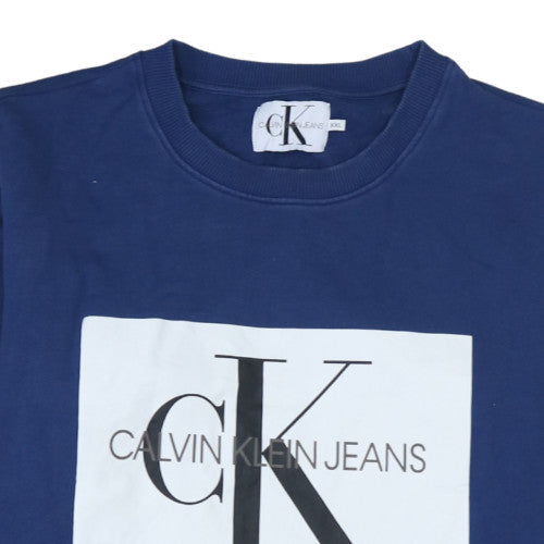 Mens UK Size 2XL Calvin Klein Jeans Blue Pullover Sweatshirt